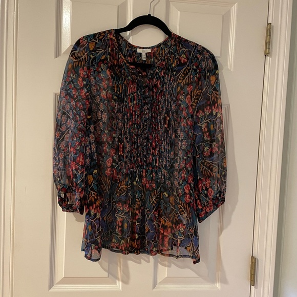 Joie Multicolor Floral Sheer Blouse - Picture 2 of 8